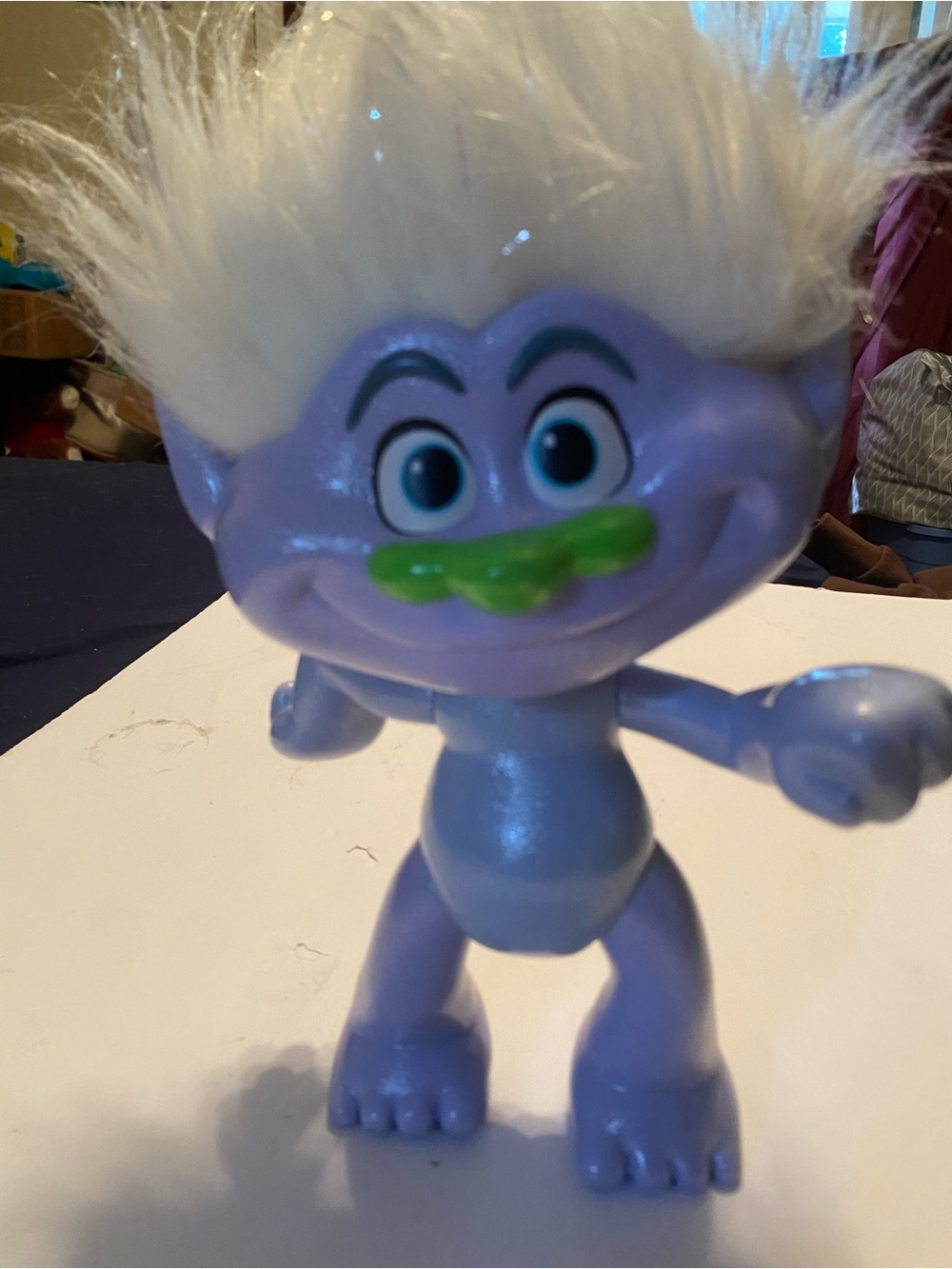 Purple Troll Figure with White Hair and Green Nose 5”-7”in
